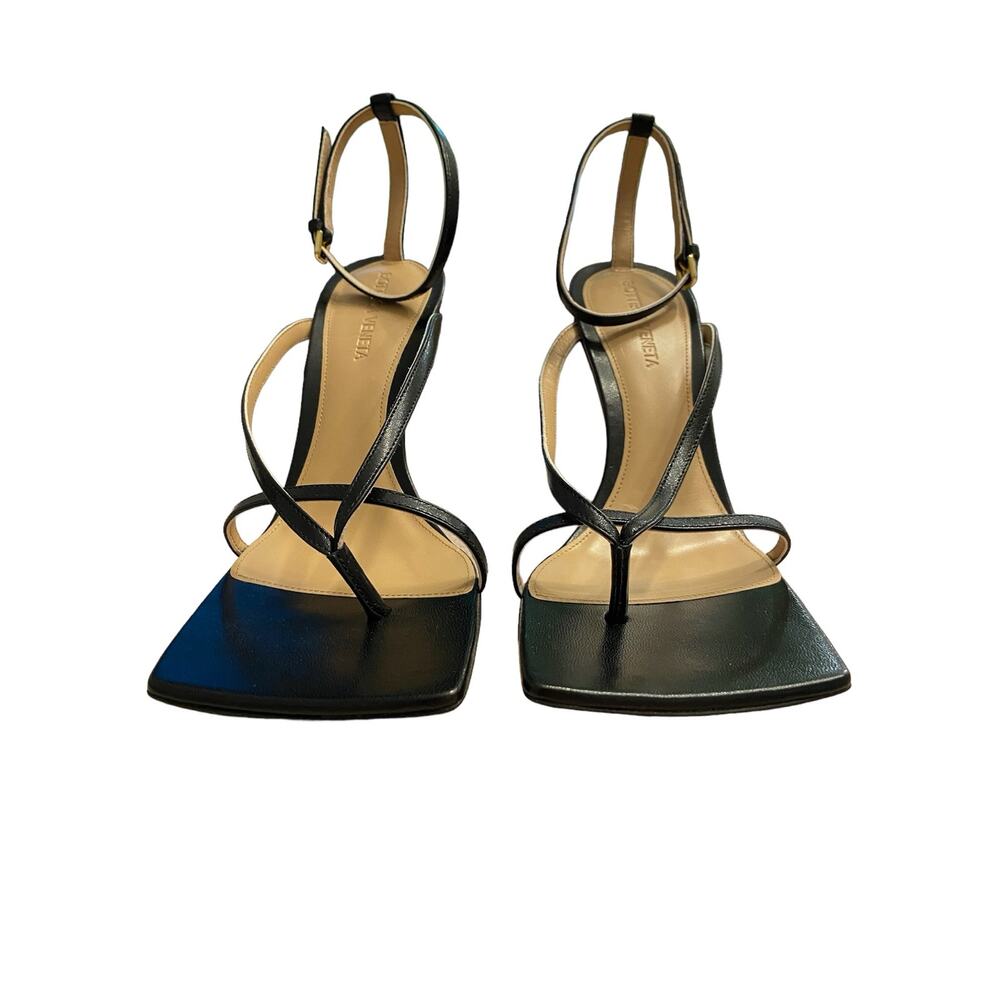 Bottega Veneta Leather Stretch Wedge Sandals Ankle Strap Square Toe 35.5/ US 5.5 - Picture 6 of 14